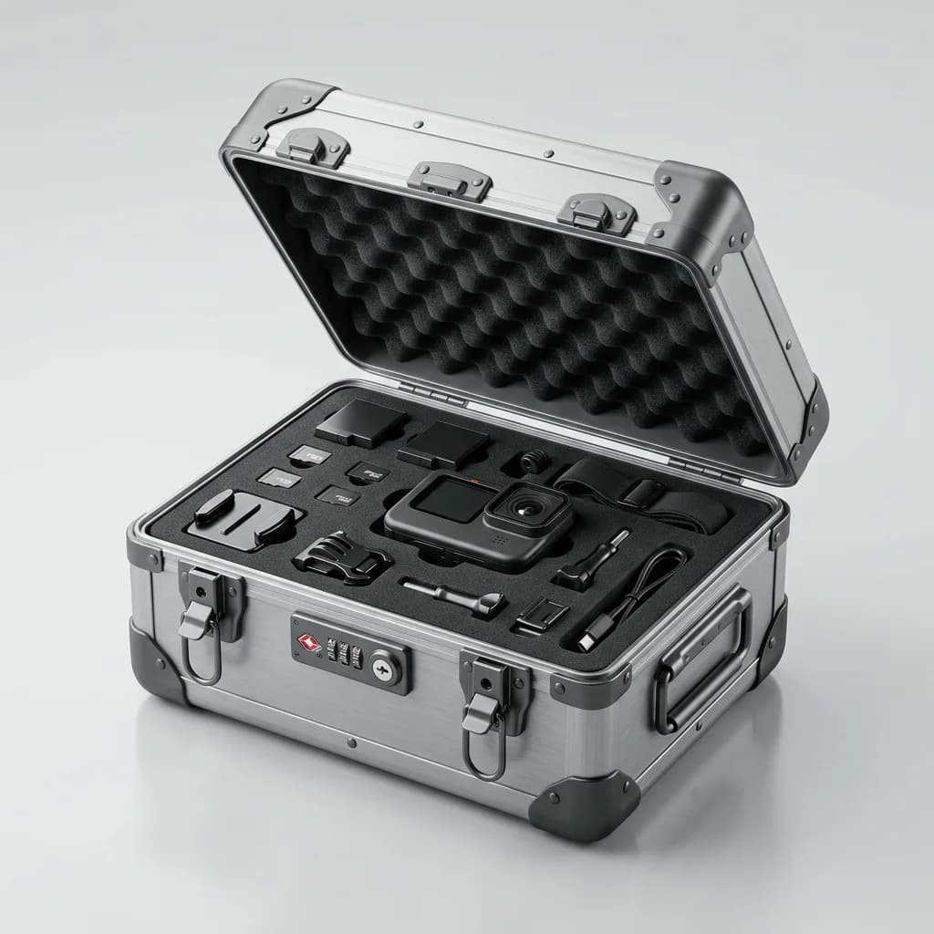 알루미늄 액션캠 고프로 세트 하드케이스 A6, 본체·마운트·배터리·메모리 레이저컷 폼 정리, IP54